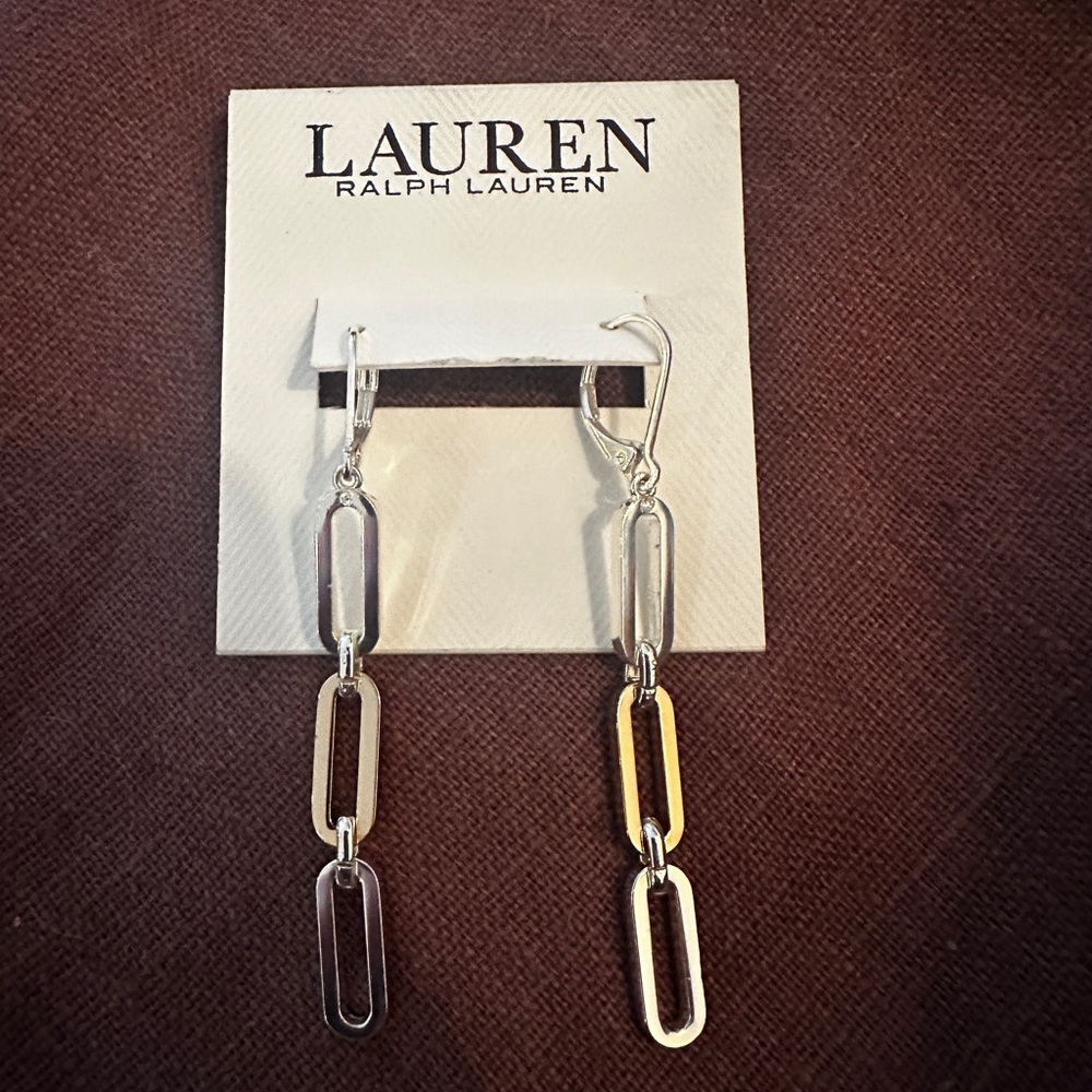 Lauren Ralph Lauren Two-Tone Link 
Linear Drop Earrings